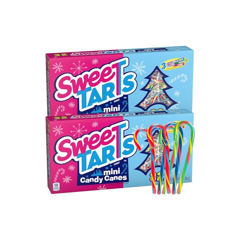 SweeTarts Mini Holiday Candy Canes, Holiday Candy, Christmas Stocking Stuffers