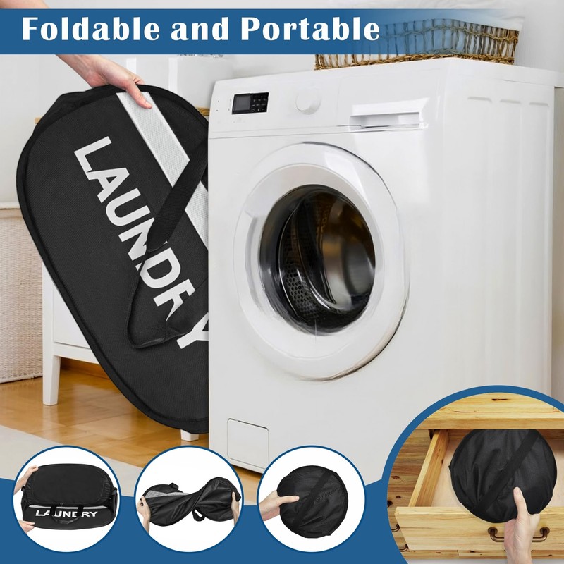 BOSNONA Large Collapsible Laundry Baskets Pop Up Laundry Hamper with