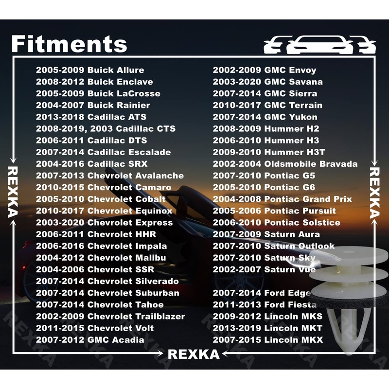 Rexka 10 Sets Door Trim Panel Retainer Clip Kits for