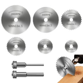 COLYUPO 6Pcs Rotary Drill Saw Blades Mini Circular Saw Disc Wheel Cutting Blades Set with 1/8 Inch and 1/4 Inch Straight Shank Mandrel for Rotary Tool
