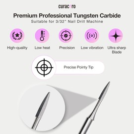 Curacoro Cuticle Nail Drill Bit 3/32'' - 1.2mm Flame Polygon Shape Bit for Professional Finish, Refine & Smooth Acrylic or Gel Nails, Nail Art Pedicure Manicure Salon & Home