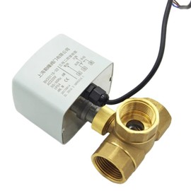 CGPOCMWGX Brass Motorized Ball Valve 3-Wire Two Control Electric Actuator AC220V 3 Ways /2 Way DN15 DN20 DN25 DN32 DN40 with Manual Switch(2 Way,DN25)