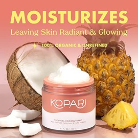 Kopari- Crema hidratante multiusos Organic Tropical Coconut Melt, 100 aceite de coco sin refinar, para el cuerpo, el cabello y la piel.               