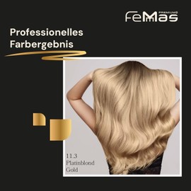 Femmas Hair Colour Set Platinum Blonde Gold 11.3 I Hair Colour Cream 100 ml + Oxycream 100 ml 9% I Permanent Hair Colouration + Developer I Gentle & Long Lasting I Salon Hair Colour for Home