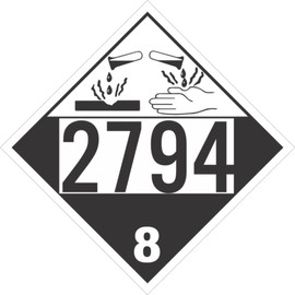 GC Labels-P303c2794, Corrosive Class 8 UN2794 Removable Vinyl DOT Placard, Package of 50 Placards