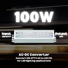 LED Driver 100W Waterproof IP67 Power Supply AC120-277V to 24V DC Low Voltage Transformer Adapter Constant Voltage for LED Strip UL CE TAA (24V 100W)