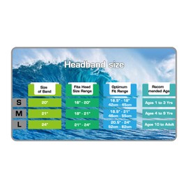 Waterproof Swimming Headband for Babies, Toddlers, Kids, Adults - Designed for Swimmer's Ears - Elastic Swim Hair Guard & Ear Guard - Keep Water Out, Hold Earplugs in Band (Blue/White, Large)