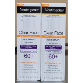 Neutrogena Clear Face Serum Sunscreen (2 Pack, 1.7 oz ea), Exp. 12/26, Free Ship