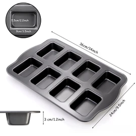 Lawei 2 Pack 8 Cavity Mini Loaf Pan, Non-Stick Small Bread Loaf Pans, Rectangle Carbon Steel Baking Loaf Pans for Corn Bread, Little Banana Breads, Cheesecake, Mini Brownie Pan