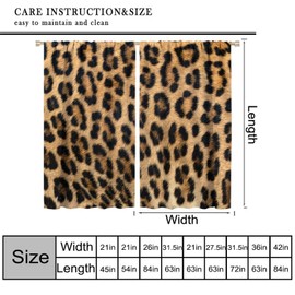 Leopard Print Blackout Curtains Retro Fur Skin Brown Farm 3D Leopard Print Ｗild Animal Fur Skin Window Treatments for Kids Living Room Bedroom Home Decor Window Drapes 42" W X 54" L