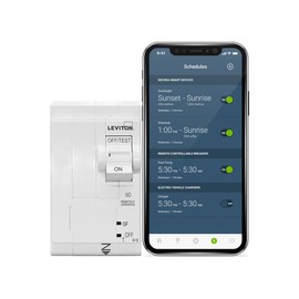 Leviton LB250-GST 2nd Gen Smart Circuit Breaker with Remote Control, GFCI, 2-Pole 50 Amp, 120/240-Volt and 120/208-Volt, 10kA Interrupt Rating