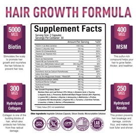 Premium Hair Growth for Women & Men - Hair Growth Vitamins w/ Biotin & Keratin - Prevents Hair Loss & Thinning, Supports Thicker Healthier Hair Growth - Supplement for All Hair Types, 60 Capsules