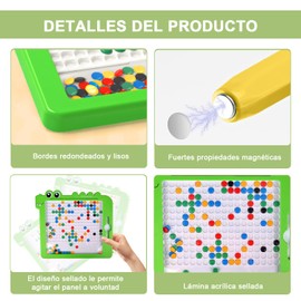 Tablero de Dibujo Magnético para Niños, Tablero de Garabatos Grande con Bolígrafos Magnéticos, Juguetes Educativos para Niños y Niñas de 3 4 5 6 Años (Verde)