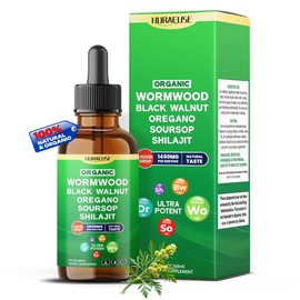 NURAFUSE Organic Wormwood, Black Walnut, Oregano, Soursop, Shilajit Liquid Drops – 1550mg per Serving, Ultra Potent, USA Made & Lab Tested – 2 FL OZ (60ml)