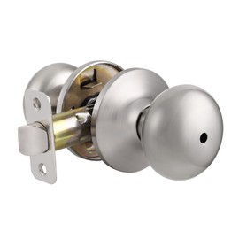 Probrico Mushroom Privacy Door Knobs in Brushed Nickel Finish, Interior Locks for Bedroom/Bathroom,Keyless Door Knob Lockset Handles, 1 Pack