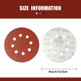 90PCS 5 Inch125mm Sanding Disc Diamond Shape, 80 Grit Sandpaper, 8 Hole Hook and Loop Sanding Discs for Random Orbital Sander