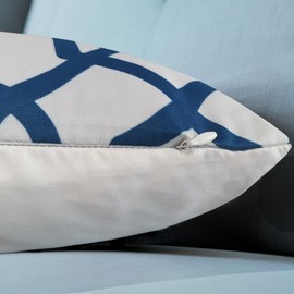 Aitliving Capri Trellis Geometric Chains Cushion Cover Twill Polyester Cotton Print Accent Throw Pillow Cover Dusky Blue 30cmX50cm / 12"X20" Bolster Pillow Decorative Pillowcase