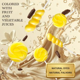 32 Pack Yellow White Twisty & Swirl Lollipops Candy Bulk, No Artificial Dyes or Flavors, 16 + 16 Mixed Candy Swirl Lollipops Individually Wrapped Suckers, Party Favors, Vanilla Flavor