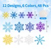 48pcs Snowflake Cutouts Glitter Paper Snowflakes Blue Sliver Golden Purple