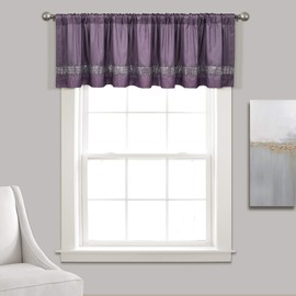 Lush Decor Night Sky Sequins Valance, Single, 84" W x 18" L, Purple & Silver - Extra Wide Curtain - Kitchen Curtain Valance - Modern Glam Decor - Bathroom Or Kitchen Valance for Windows