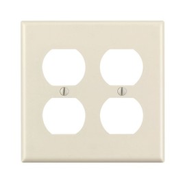 Leviton 78016 2-Gang Duplex Device Receptacle Wallplate, Standard Size, Thermoset, Device Mount, Light Almond