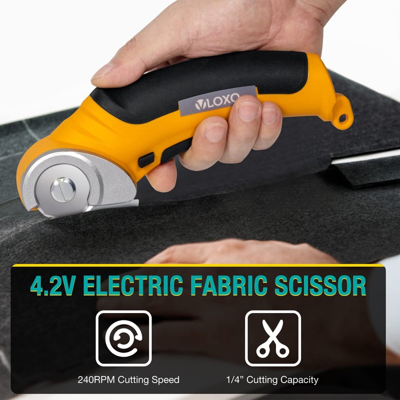 VLOXO Cordless Electric Scissors, AT001 Rotary Cutter for Fabric with