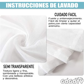 GAGATY 2 Paneles de Cortinas Traslúcidas, Cortinas Blancas Traslúcidas para Ventana (132 x 214 CM, Cada Uno), Cortinas Blackout Largas para Recámara, Cortinas Gasa para Cocina, Estar, Baño