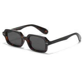 YAMEIZE Retro Rectangular Sunglasses for Women Men Square Sunglasses Vintage 90s Fashion Thick Frame Narrow Sun Glasses UV400 Protection