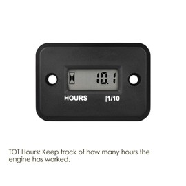 Jayron Digital LCD Inductive Hour Meter Hourmeter Waterproof for Marine Boat SnowBlower Inverter Generator Lawn Mower and Small Gas Engine(HM006A, Black)