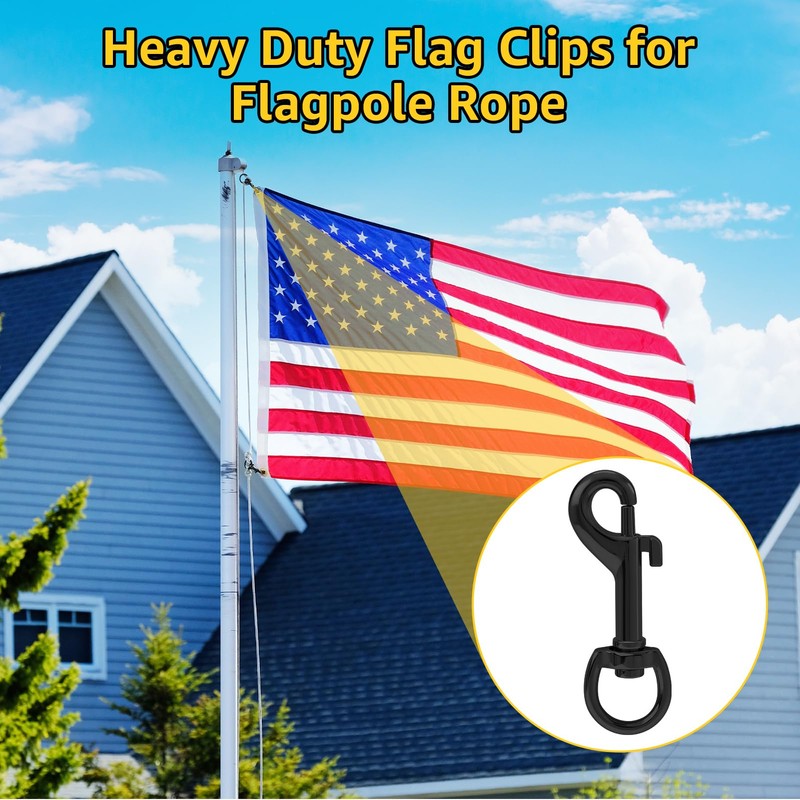 6pcs Flag Clips Swivel Snap Hooks 2.7 Inch Flag Pole