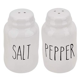 Farmhouse Style Scandi Nordic Ceramic Salt and Pepper Shakers Set White Vintage Retro Kitchen Decro