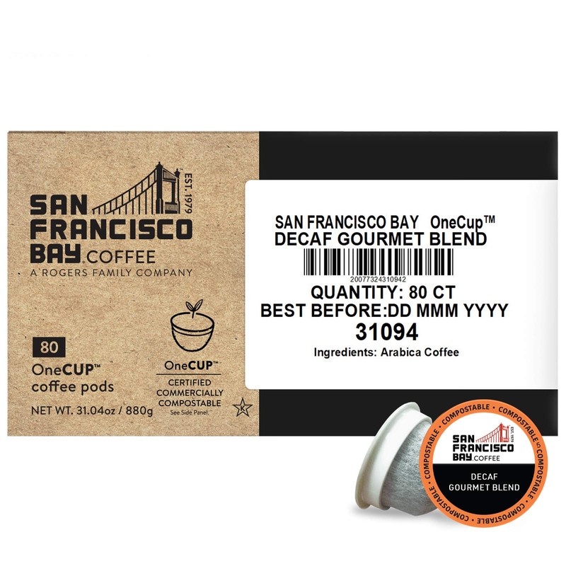 San Francisco Bay Coffee OneCUP DECAF Gourmet Blend 80 Ct