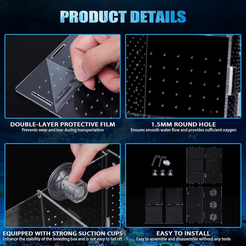 Fish Breeding Box, Acrylic Fish Isolation Box,Fish Separator for Aquarium,