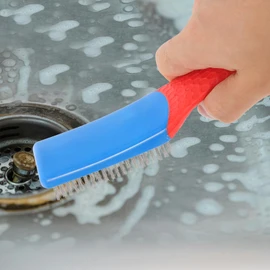 Stainless Steel Wire Brush for Rust Removal, Heavy Duty Wire Brushes for Cleaning, Wire Scratch Brush Soft Bristle Steel Scrubber with Rubber Covered Handle