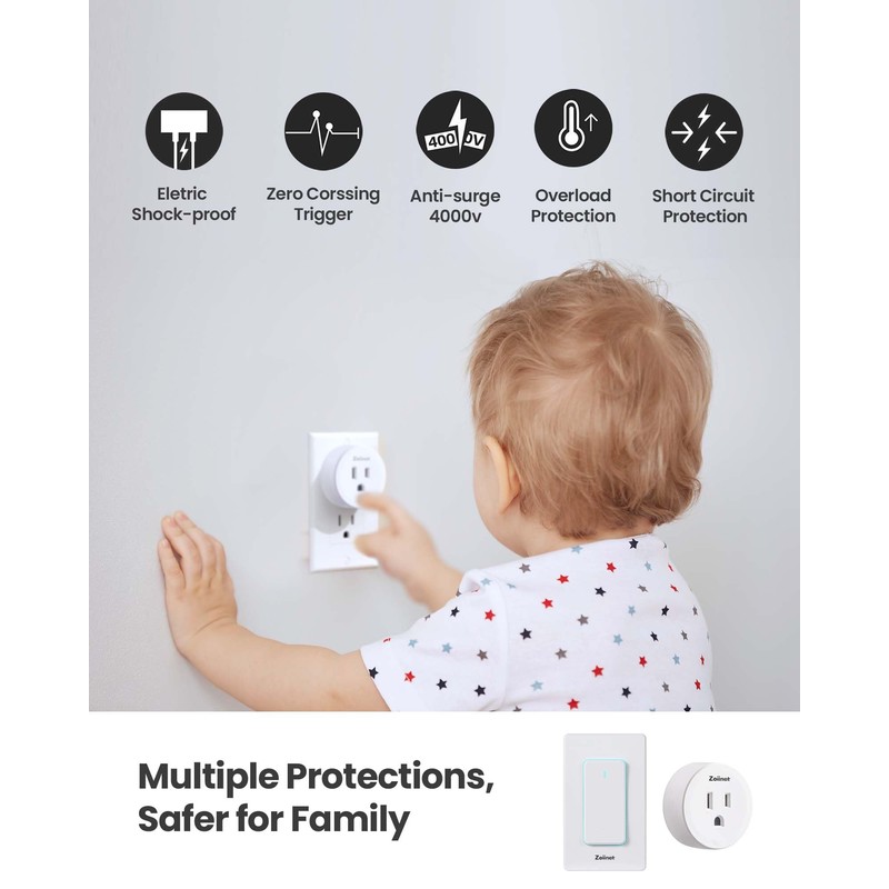 Zoiinet Remote Control Outlet Plug, Work with Wireless Switch, No