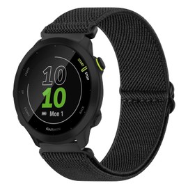 Elastic Strap Compatible with Garmin Forerunner 55 Strap/Garmin Forerunner 645 Strap/Garmin Forerunner 245 Strap,20mm Soft Elastic Nylon Watch Bands for Garmin Forerunner 55/645/245 (Black)