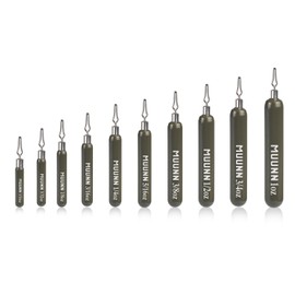 MUUNN 10 Pack Tungsten Skinny Drop Shot Weights,Tungsten Drop Shot Fishing Sinkers Kit for Drop Shot Rig,Skinny Shape Sinker(No Chip Green Pumpkin,1/16oz)