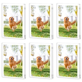 Zalizr 6 Pack Acrylic Magnetic Frames for Refrigerator, Clear Picture Frames for Mini Instant Photos, (2.4 x 3.5 x 0.4 INCH/6 x 9 x 1 CM) Wallet Size Photo Magnet Frame