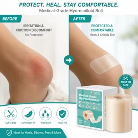 Hydrocolloid Bandage Roll for Minor Wound Care – Cut-to-Size Waterproof Patch for Face, Elbows & Knees