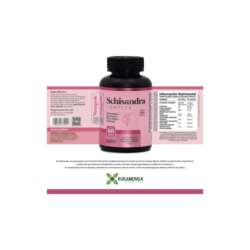 Raíz De Shatavari Y Schisandra Complex 60 Capsulas De 500