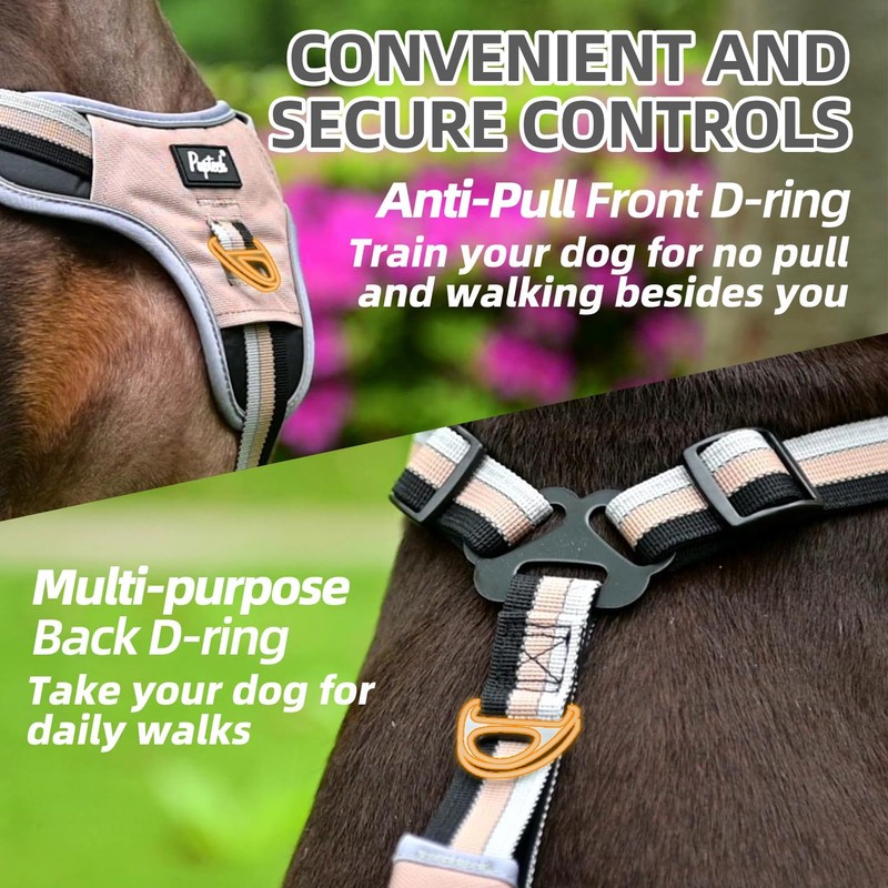 PUPTECK Escape Proof Dog Harness with Padded Handle, No Pull