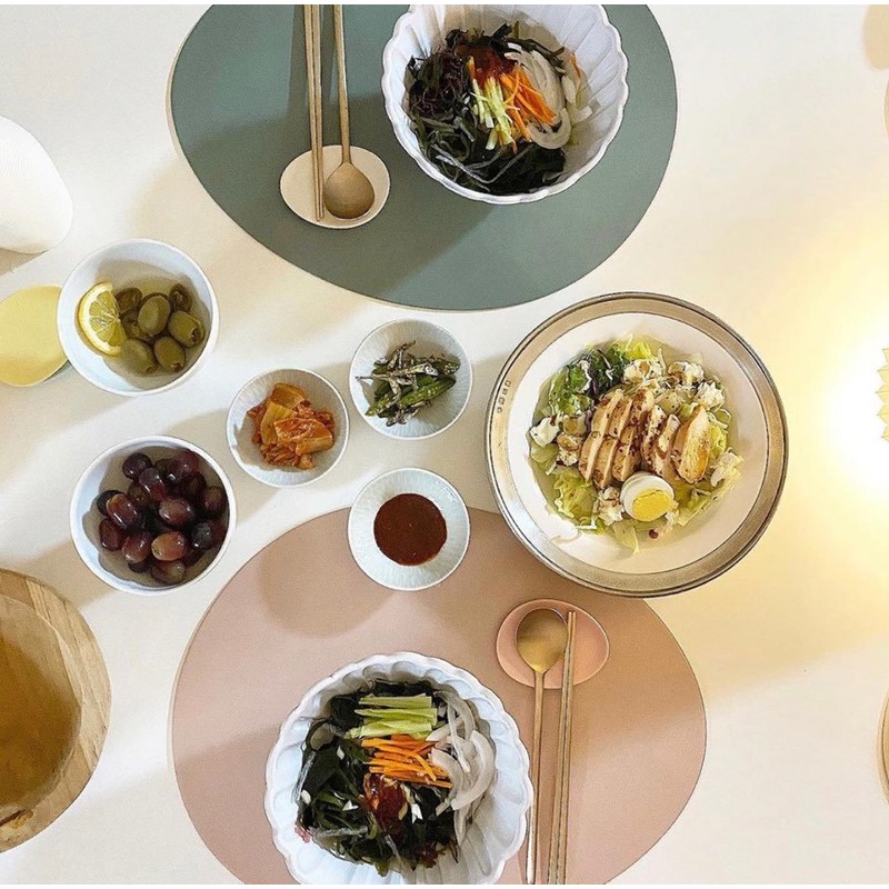 Le&amp;Me [Sisihosi] Le&amp;Me pebble double-sided leather table mat, mint /