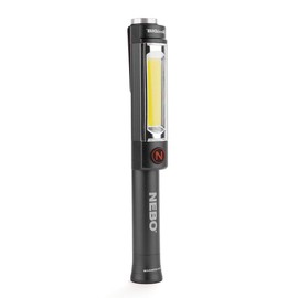NEBO Big Larry 2 Work Light | 500 Lumens, 4 Light Modes, Magnetic LED Flashlight & Portable COB Task Lamp, Battery Powered, Pocket Clip, Water Resistant, Includes 3x AA Batteries — Storm Gray