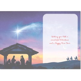 doodlecards Granddaughter and Boyfriend Christmas Card Nativity Scene Medium Size Christmas Card for Granddaughter & Boyfriend with Plain Envelope