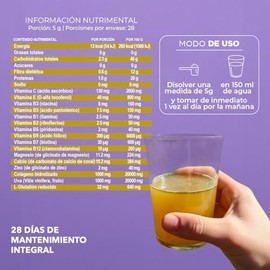 Aleria® Vitals | Suplemento Multivitamínico en Polvo 32 Nutrientes | 140 g (28 porciones) | Colágeno Hidrolizado + Antioxidantes + Prebióticos + Adapt