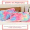 Veemoon Decorative Fuzzy Pillow Covers Rainbow Fluffy Cushions Protector Throw