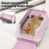 RIZZARI Large Cat Litter Box: Pink Semi-Closed Stainless Steel Litter