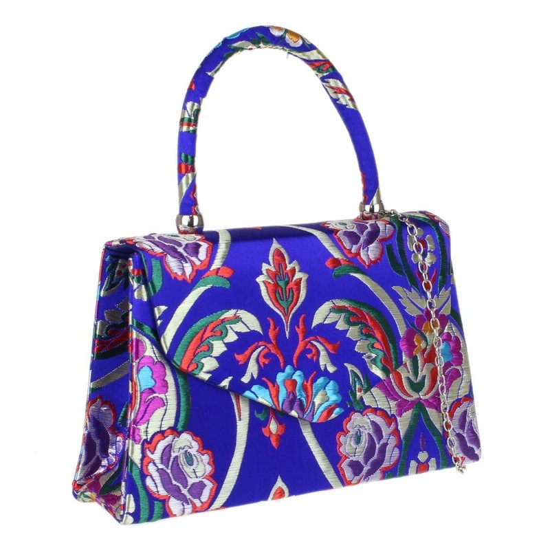 Girly Handbags Ladies Baroque Flower Clutch Bag, royal