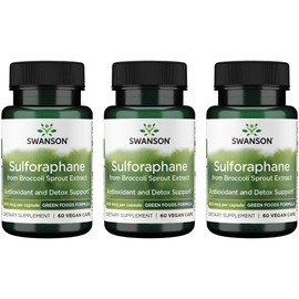 Swanson Sulforaphane - Broccoli Sprout Extract Supporting Cellular, GI Tract, and Liver Health - Natural Supplement Standardized to 0.4% Sulforaphane - (60 Veggie Capsules, 400mcg Each) (3 Pack)
