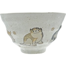 Sunart SAN4895-1 Cute Tableware, Hokusai Animals, Ricebowl, Dog, Tableware, Katsushika Hokusai, Goods, Japanese Tableware, Matcha Bowl, Miscellaneous Goods, White, Approx. 4.7 x 2.8 inches (12 x 7 cm